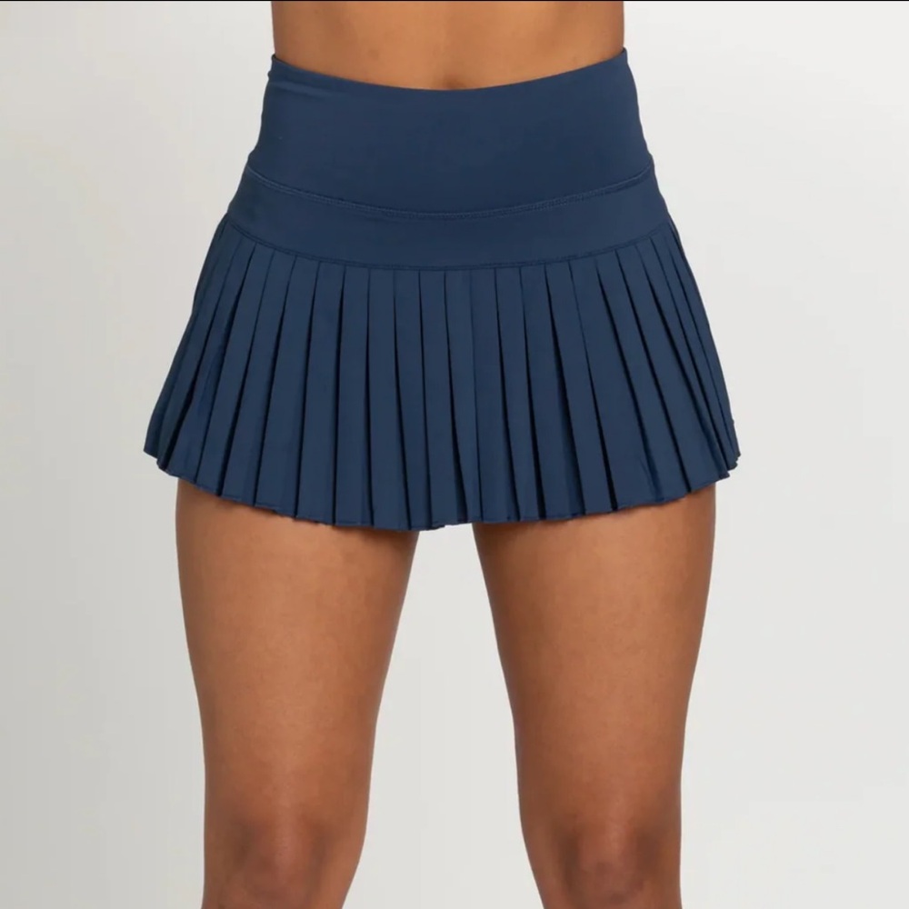 Women's navy Blue Pleated Gold hinge Skirt